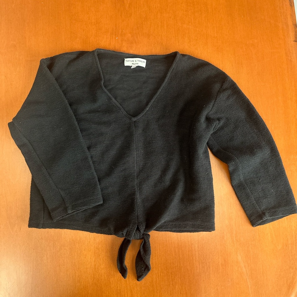 MADEWELL tie front long sleeve sweater top Medium